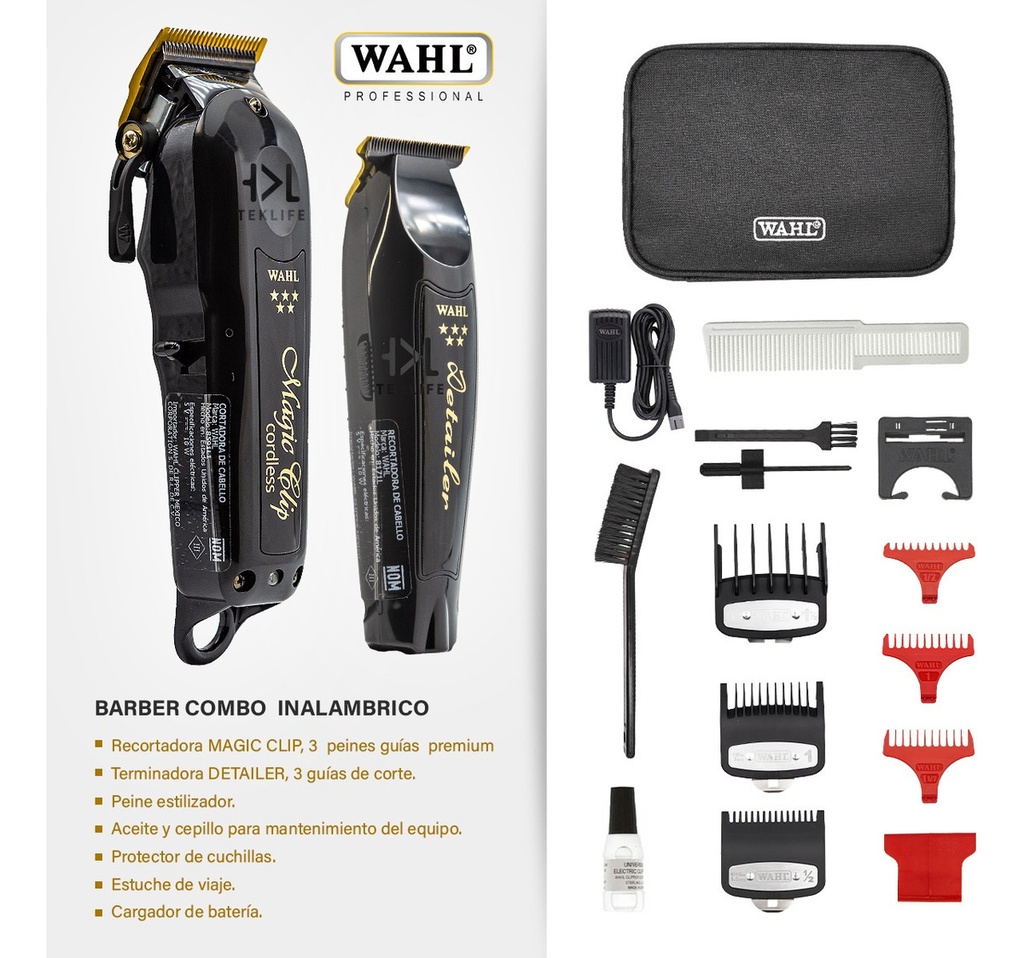 Combo Wahl Black Barber (Magic Clip + Detailer) Inalámbrico